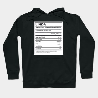 Funny Food Label Female Ingredients LINDA Hoodie